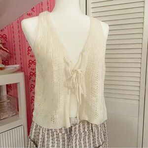 Pink Rose Ivory Knit Vest